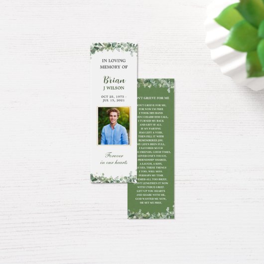 緑の緑の写真葬儀記念ブックマーク (デスク)