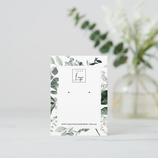 緑の緑の緑の葉の動物相イヤリングスタッドディスプレイロゴ 名刺 (スタンド正面)