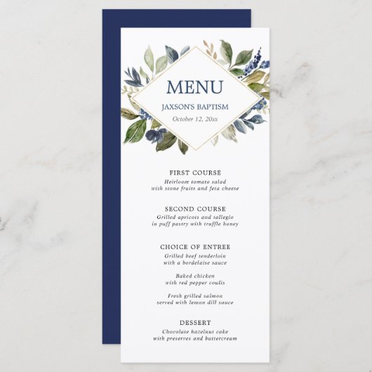 緑の緑の緑の金ゴールド幾何学的メニュー プログラム (正面/裏面)