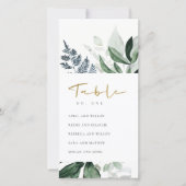 緑の緑の葉の葉の座席表番号 サンキューカード (正面)