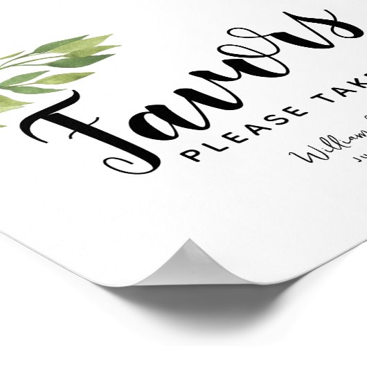 緑の緑の葉はパーティーまたは結婚の徴候を好む ポスター (角)