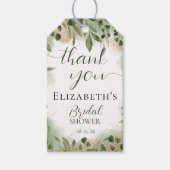 緑の緑の金ゴールドスクリプト書道ありがとう ギフトタグ (正面)