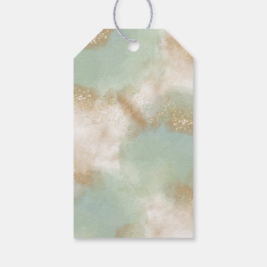 緑の緑の金ゴールドスクリプト書道ありがとう ギフトタグ (裏面)