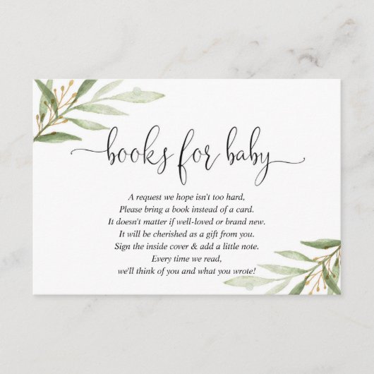 緑の緑の金ゴールドブックリクエストベビーen エンクロージャーカード (正面)
