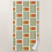 緑の線とボックス ビーチタオル (正面)