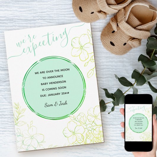 緑の線花妊娠を期待描していた 案内状