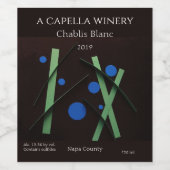 緑の線、青い点 ワインラベル (シングルラベル)