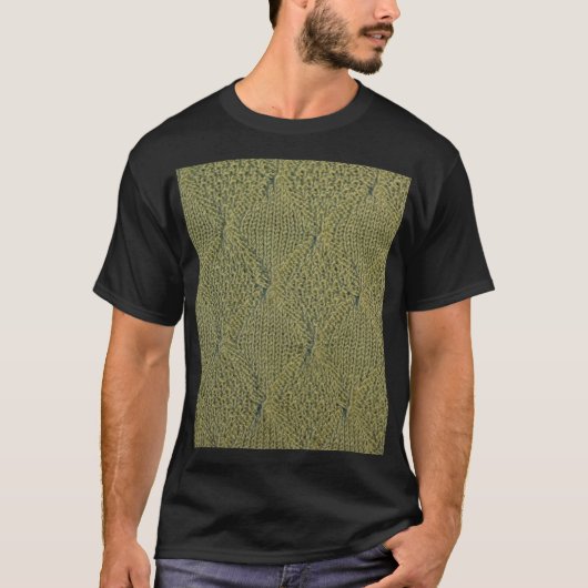 緑の編地：クローズアップテクスチャ Tシャツ (正面)