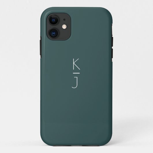 緑の編集可能モノグラムケースマットiPhoneケース Case-Mate iPhoneケース (裏面)