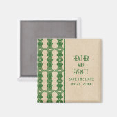 緑の縁どアールデコSave the Date Magnet マグネット (正面/裏面)