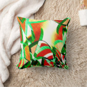 緑の縞が漂うサンゴのオレンジ色のイメージ クッション (ブランケット)