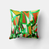 緑の縞が漂うサンゴのオレンジ色のイメージ クッション (裏面)