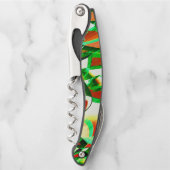 緑の縞が漂うサンゴのオレンジ色のイメージ ソムリエナイフ (正面)