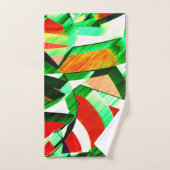 緑の縞が漂うサンゴのオレンジ色のイメージ バスタオルセット (ハンドタオル)