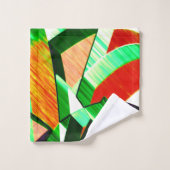 緑の縞が漂うサンゴのオレンジ色のイメージ バスタオルセット (ウォッシュタオル)