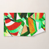 緑の縞が漂うサンゴのオレンジ色のイメージ バスタオルセット (ハンドタオル)