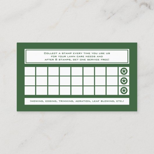 緑の縞の芝生サービス ロイヤリティカード (裏面)