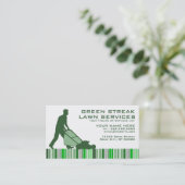 緑の縞の芝生サービス 名刺 (スタンド正面)