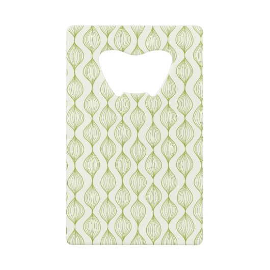 緑の縦のogeeパターン背景 クレジットカード栓抜き (正面)