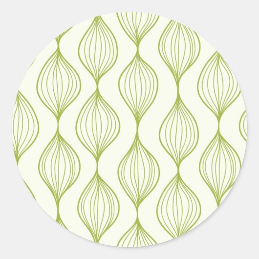 緑の縦のogeeパターン背景 ラウンドシール (正面)
