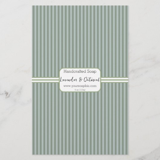 緑の縦型ストライプソープ紙シート (正面)