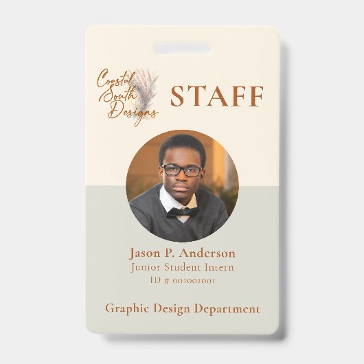 緑の縦型プロフェッショナルカスタムロゴ バッジ (正面)