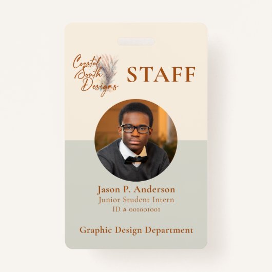 緑の縦型プロフェッショナルカスタムロゴ バッジ (正面)