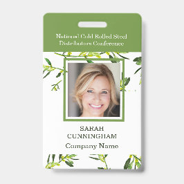 緑の縦葉写真IDバッジ バッジ