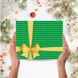 緑の繰り返し名パターン雪の結晶クリスマス ラッピングペーパーシート