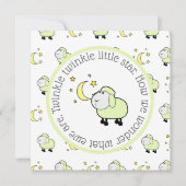 緑の羊と月と星のジェンダー・リビール・パーティー 招待状 (正面)