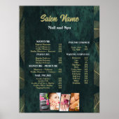 緑の美しいネイルサロン価格表メニュー ポスター (正面)