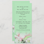 緑の美しいピンクのリンゴ結婚の花 招待状 (正面/裏面)