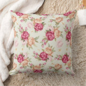 緑の美しい色のシャクヤクパターン クッション (ブランケット)