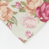 緑の美しい色のシャクヤクパターン フリースブランケット (角)