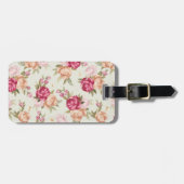 緑の美しい色のシャクヤクパターン ラゲッジタグ (正面横)