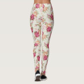 緑の美しい色のシャクヤクパターン レギンス (裏面)