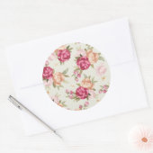 緑の美しい色の牡丹のパターン ラウンドシール (封筒)