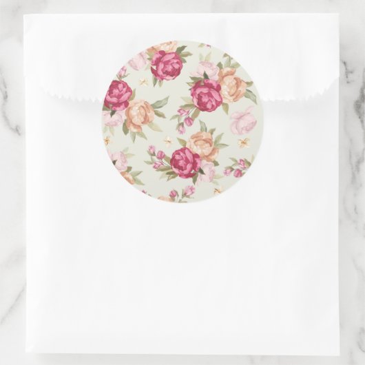 緑の美しい色の牡丹のパターン ラウンドシール (バッグ)