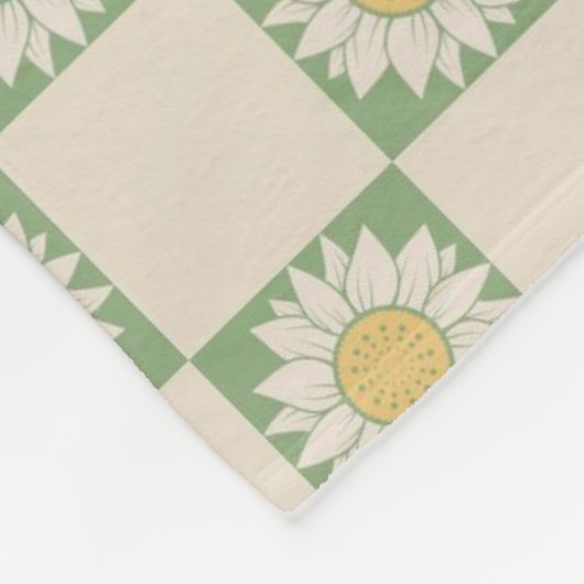 緑の美市松模様に的ひまわりY2Kパターン フリースブランケット (角)