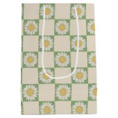 緑の美市松模様に的ひまわりY2Kパターン ミディアムペーパーバッグ (裏面)