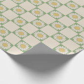 緑の美市松模様に的ひまわりY2Kパターン ラッピングペーパー (角)