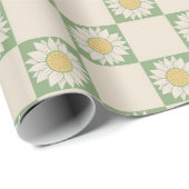 緑の美市松模様に的ひまわりY2Kパターン ラッピングペーパー (ロールコーナー)