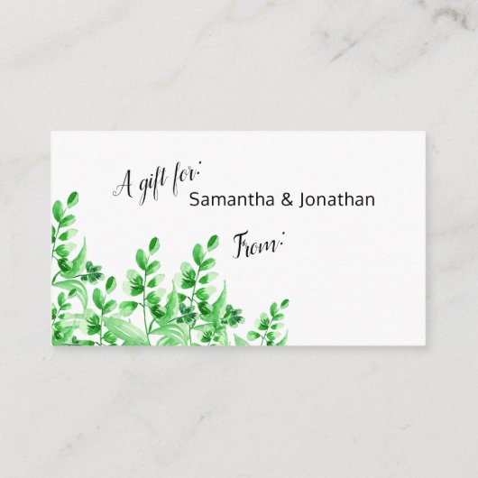 緑の群葉|の書道の花嫁の表示シャワー エンクロージャーカード (裏面)