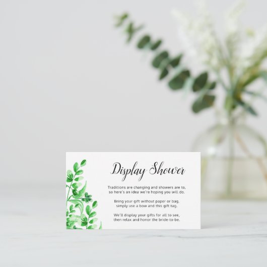緑の群葉|の書道の花嫁の表示シャワー エンクロージャーカード (スタンド正面)