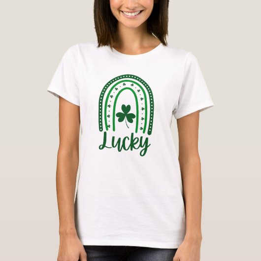 緑の聖パトリックデイの虹 Tシャツ (正面)