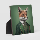 緑の聖パトリックデーのスーツを着た赤いキツネ フォトプラーク (正面)