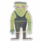 緑の肌をした漫画の怪物 シール (正面)