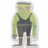 緑の肌をした漫画の怪物 シール (正面)