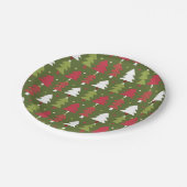 緑の背を持つ赤、緑、白の木 ペーパープレート (アングル)