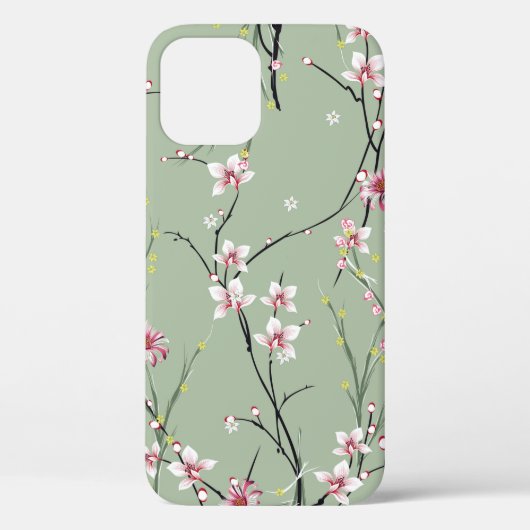 緑の背中に小さな赤と黄色の花模様 Case-Mate iPhoneケース (裏面)
